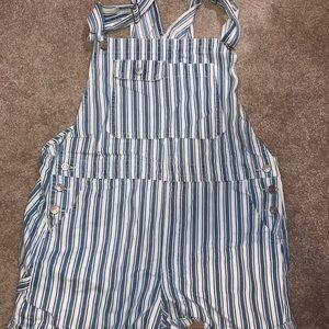 American Eagle pin stripe overalls